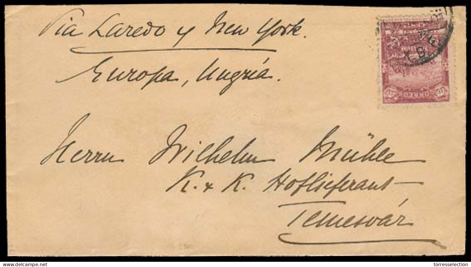 MEXICO. 1899. DF - Hungary. Fkd 10c Mulitas Env. VF. - México