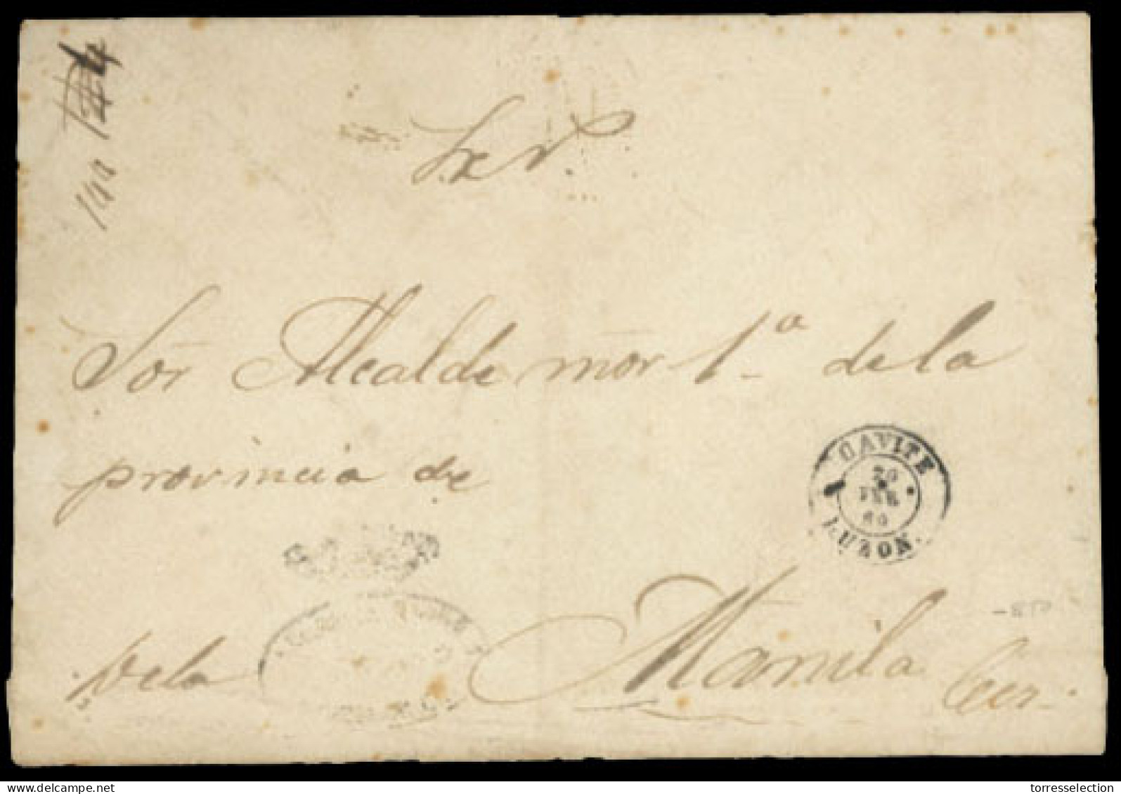 PHILIPPINES. SPANISH PHILIPPINES. 1860(Feb 20th). Official Cover To Manila With ‘Crown’ Oval Handstamp At Left And CAVIT - Filippine