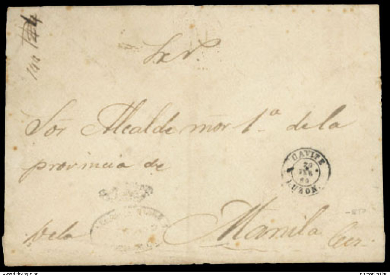 PHILIPPINES. SPANISH PHILIPPINES. 1860(Feb 20th). Official Cover To Manila With ‘Crown’ Oval Handstamp At Left And CAVIT - Philippines