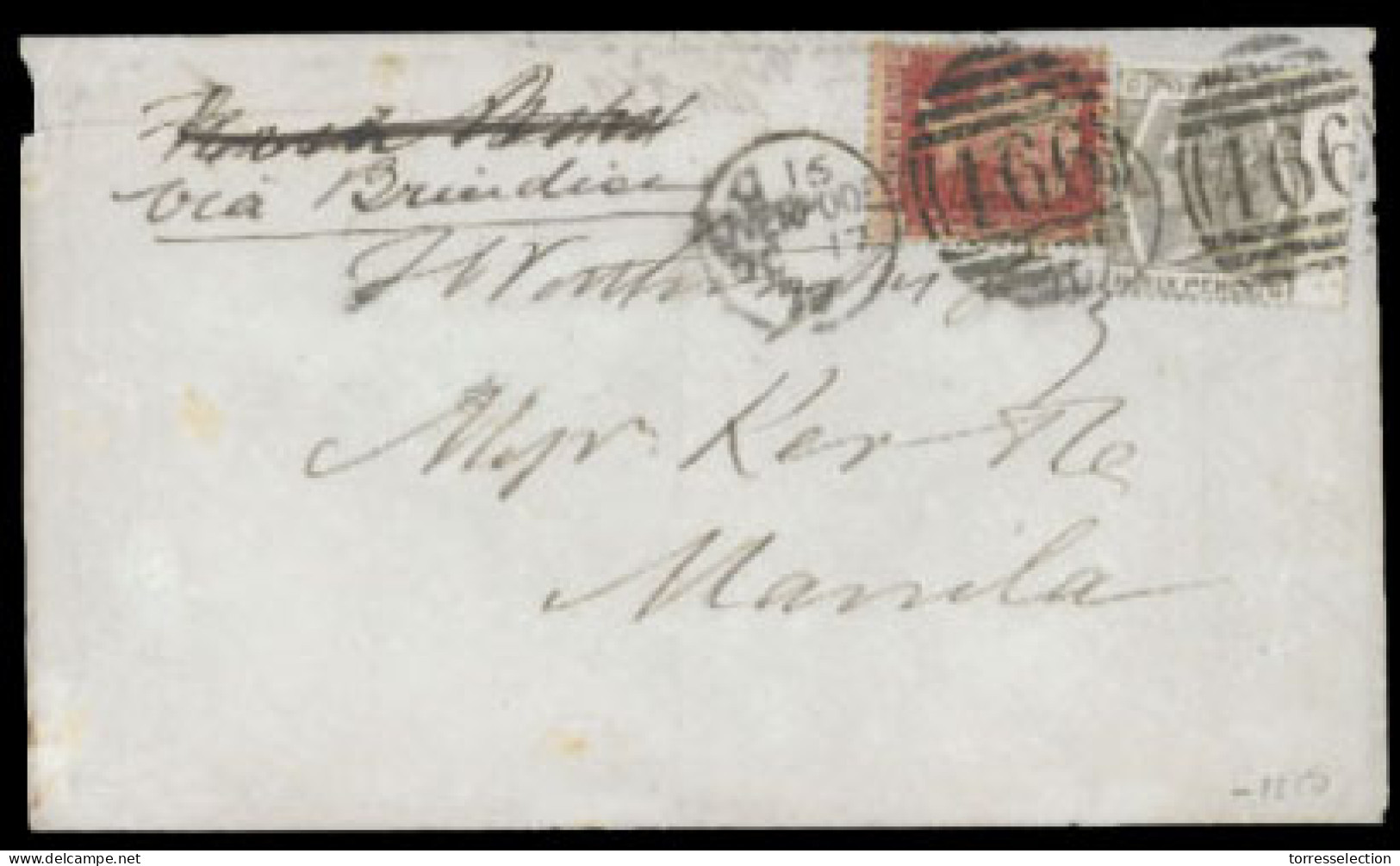 PHILIPPINES. GB-PHILIPPINES. 1879(Oct 17th). Cover From Liverpool To Manila, PHILIPPINES Franked At 7d Rate With 1d Red  - Filippine