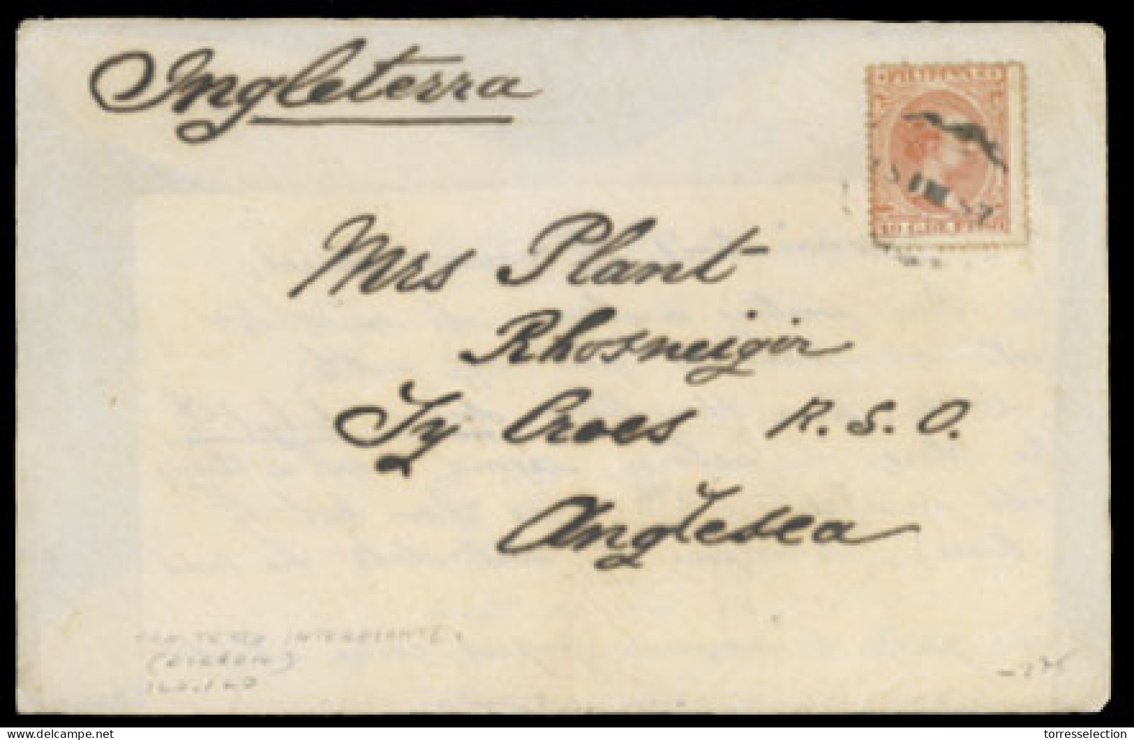 PHILIPPINES. SPANISH PHILIPPINES.  1897(Oct 5th). Cover And Original Contents From Iloilo To Angelsea, Wales Franked By  - Philippines
