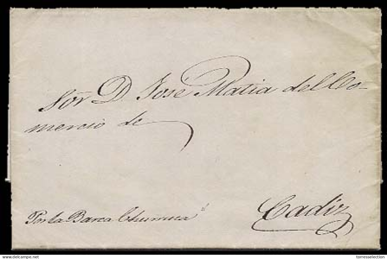 PHILIPPINES. SPANISH PHILIPPINES. 1854(Jan 31st). Beautifully Written Entire Letter From Manila To Cadiz Endorsed ‘por L - Filippine