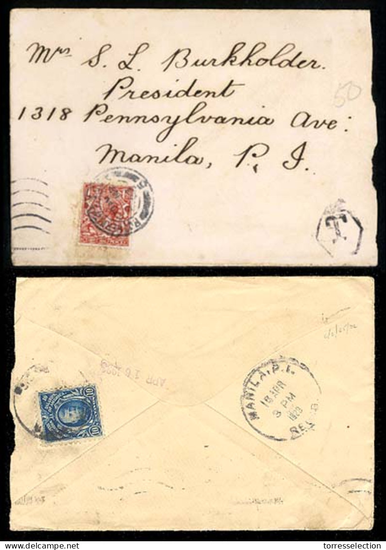 PHILIPPINES. 1923. Underpaid Cover To Manila Franked By GB 1 1/2 Red Brown Tied By Rotherdam Cds. Hexagonal Framed 'T' M - Philippines