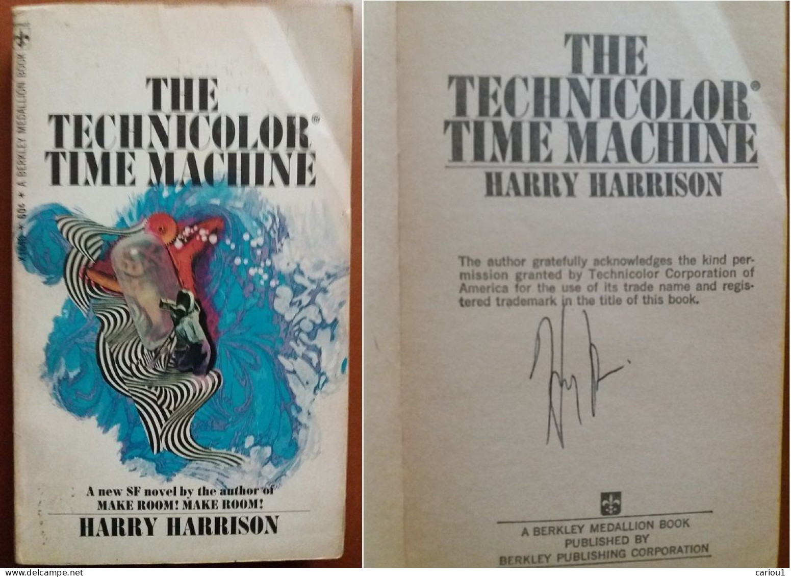 C1 Harry HARRISON The TECHNICOLOR TIME MACHINE Berkley 1968 Envoi DEDICACE Signed  Port Inclus France - Autographed