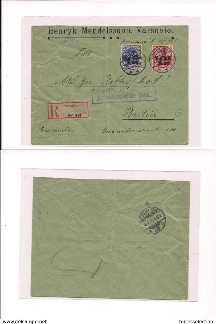 POLAND. Poland -1916 German Occup Warschau To Berlin Registr Fkd Env. Easy Deal. - Sonstige & Ohne Zuordnung