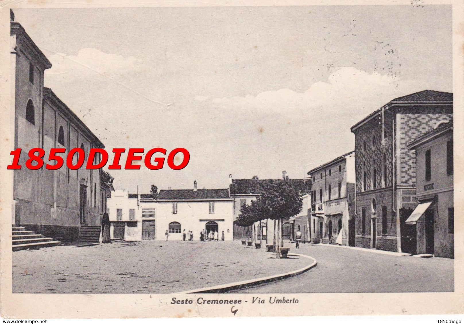 SESTO CREMONESE - VIA UMBERTO F/GRANDE VIAGGIATA 1951 ANIMATA - Cremona