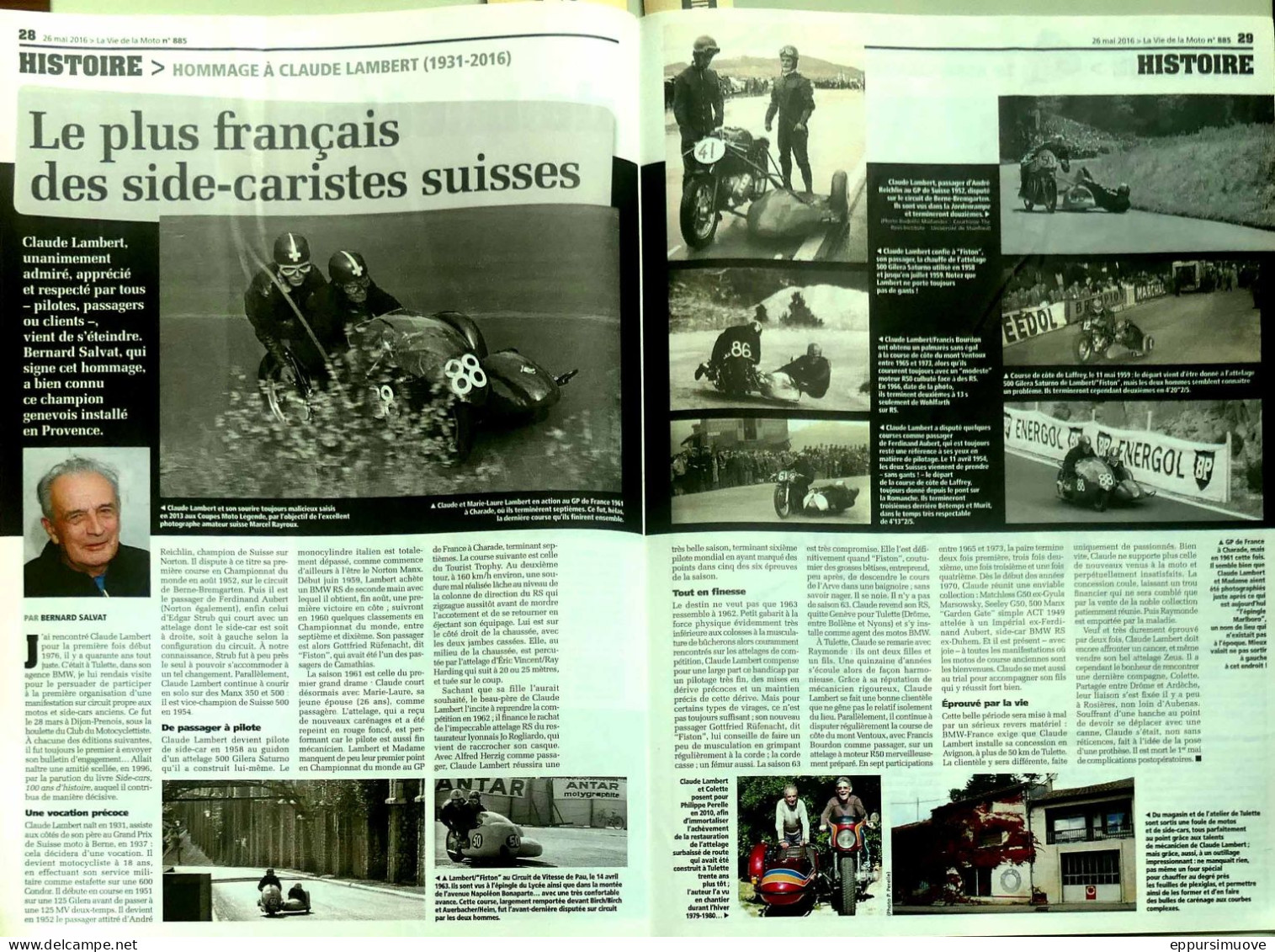 Article Papier 2 Pages SIDE-CAR SUISSE CLAUDE LAMBERT Mai 2016 LVMF - Ohne Zuordnung