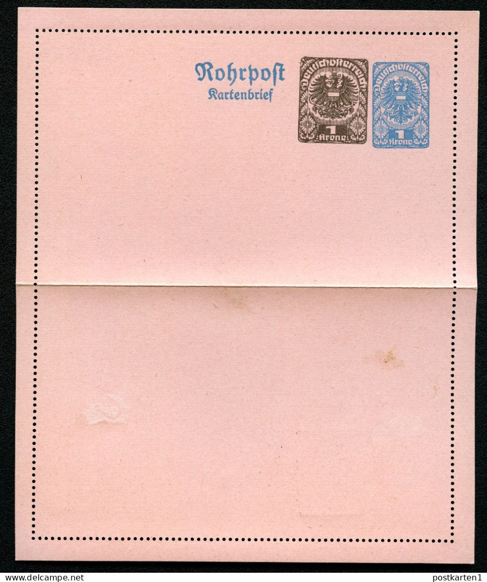 Privat-Rohrpost-Kartenbrief PRK10 Postfrisch 1921 - Cartas-Letras