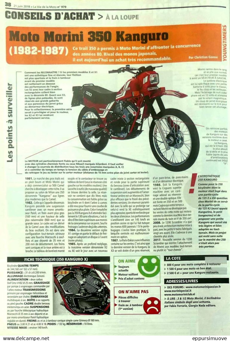 Article Papier MOTO MORINI 350 KANGURO Juin 2018 LVMF - Ohne Zuordnung