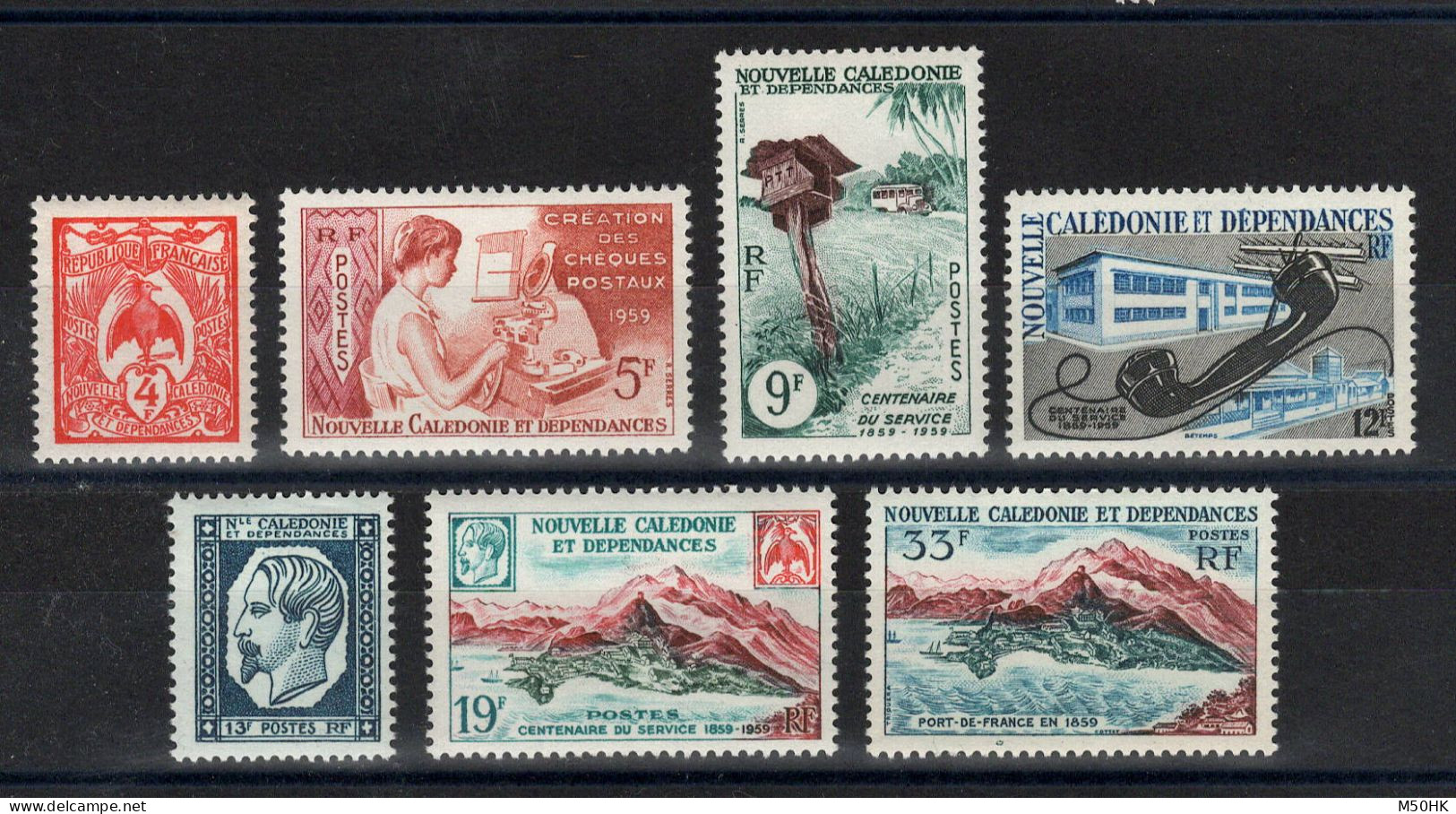 Nouvelle Caledonie - YV 295 à 301 N** MNH Luxe Complète Centenaire De La Poste Cote 22 Euros - Unused Stamps