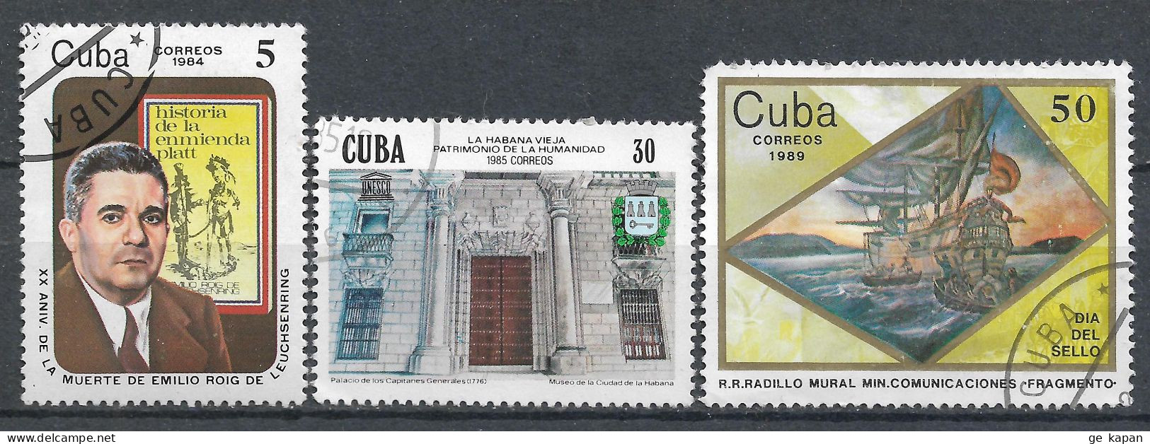 1984-1989 CUBA Set Of 3 Used Stamps (Michel # 2875,2977,3286) CV €3.30 - Usati