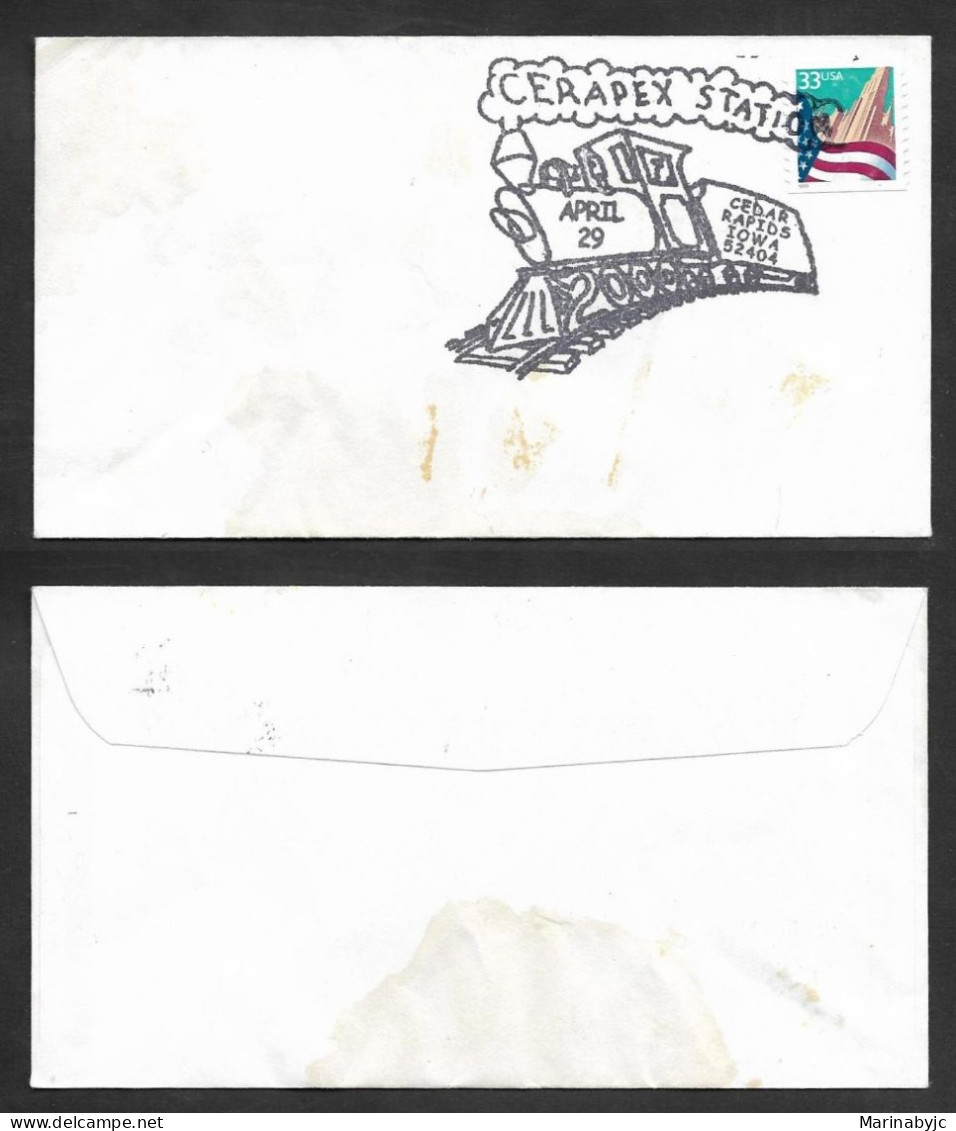 SE)1999 UNITED STATES, COVER TRAINS, CETAPEX STATION, FLAG AND BUILDING, XF - Gebruikt