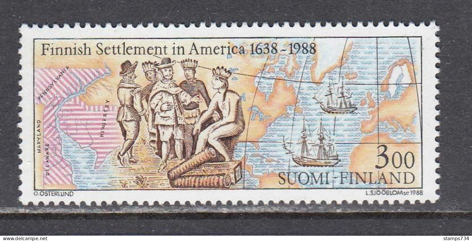 Finland 1988 - 350th Anniversary Of The First Finnish Settlement In America, Mi-Nr. 1048, MNH** - Ungebraucht