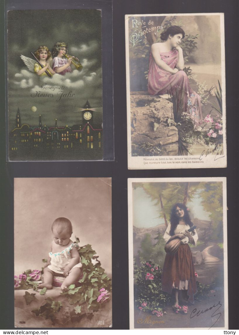 33 Cartes Postales  CPA  : Différents Thèmes  Enfants Fleurs  Femmes  : 6 Cartes Non Circulées - Verzamelingen & Kavels