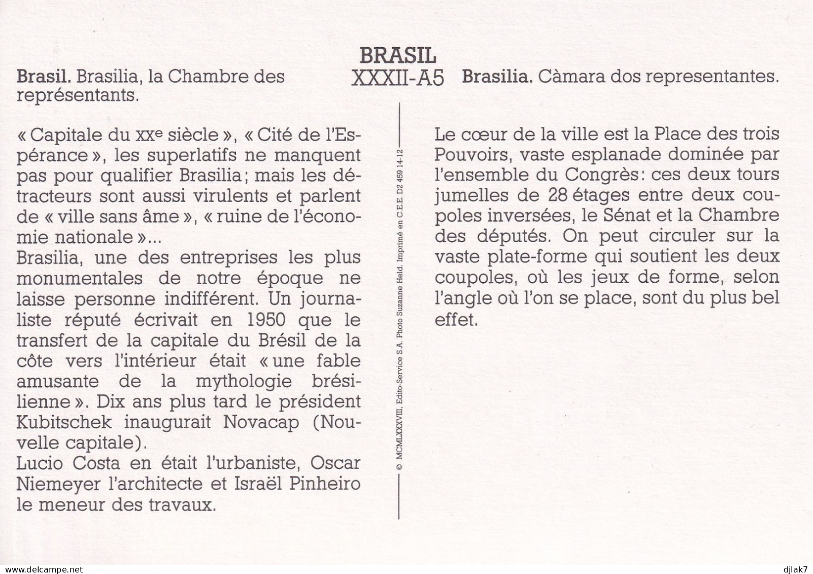 Brésil Brasilia La Chambre Des Représentants - Brasilia