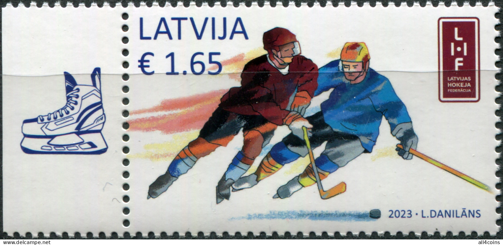 Latvia 2023. World Ice Hockey Championships (IV) (MNH OG) Stamp - Letonia