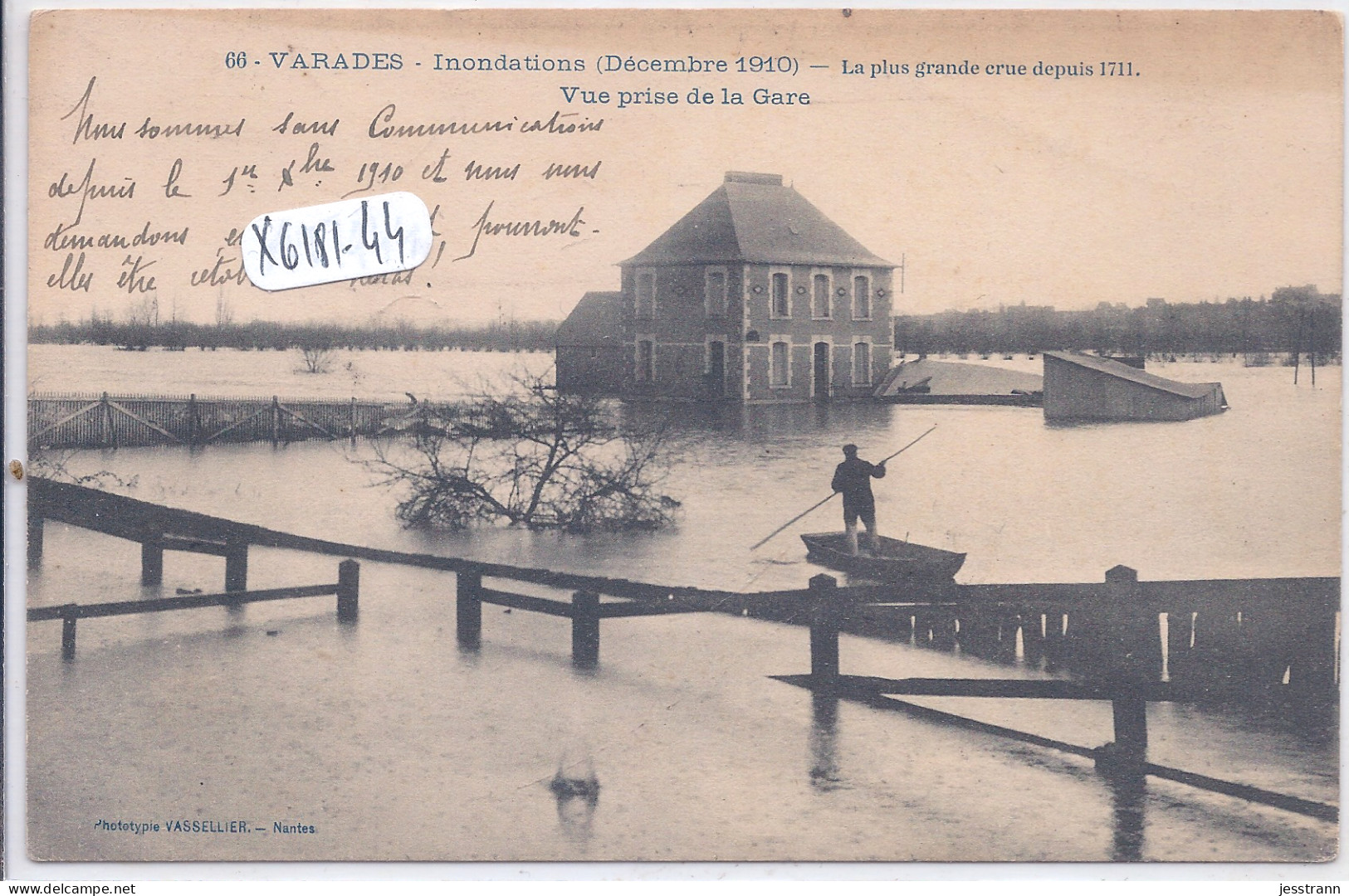 VARADES- INONDATIONS- DECEMBRE 1910- LA PLUS GRANDE CRUE DEPUIS 1711- VUE PRISE DE LA GARE - Varades