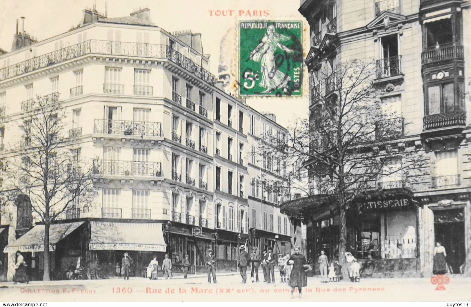 CPA - TOUT PARIS - N° 1360 - RUE DE LA MARE AU COIN DE LA RUE DES PYRENEES - (XXe Arrt.) - Coll. F. Fleury - TBE - Arrondissement: 20