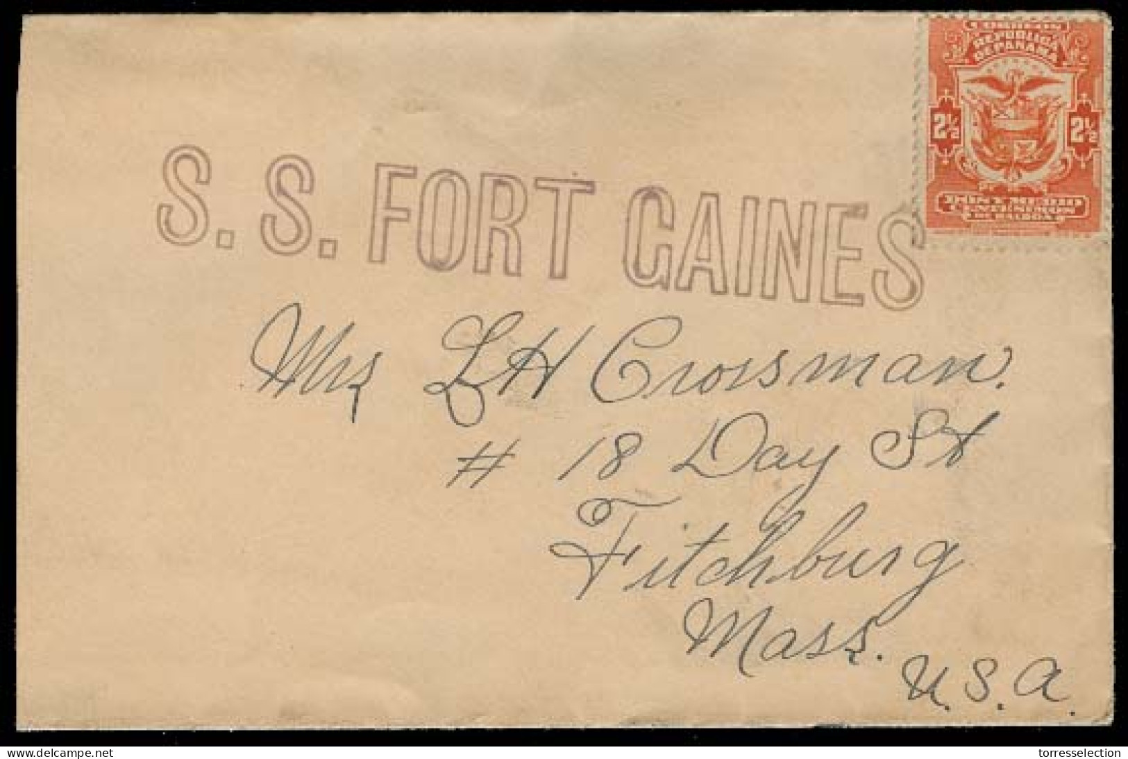 PANAMA. C.1910. Panama - USA. Fkd Env, Pqbt Cancel. "SS Fort Gaines" (xxx / R). Spectacular. - Panamá