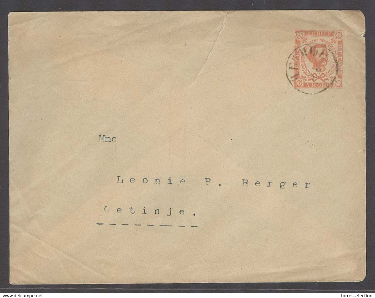 MONTENEGRO. C.1900. Cettigne Local Usage. 5n Red Orange Stat Env. - Montenegro