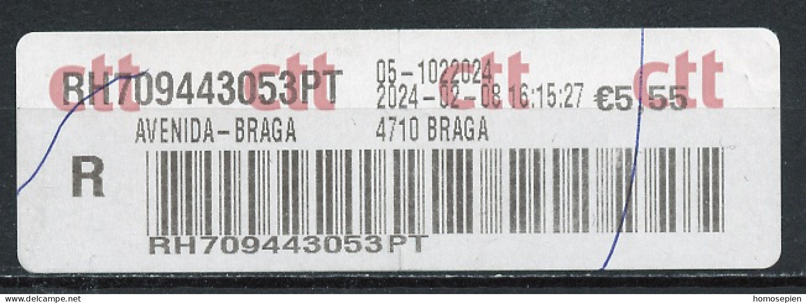 Portugal Affranchissement 2024 Y&T N°CCT 5,95€ - Michel N°ATM(?) *** - Avenida Braga - Maschinenstempel (EMA)