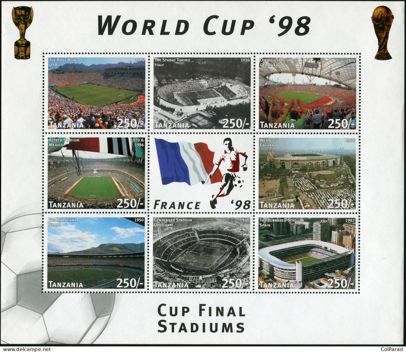 TANZANIA - 1997 - M/SHEET MNH ** - FIFA World Cup. The Stadiums Of The World - Tanzania (1964-...)