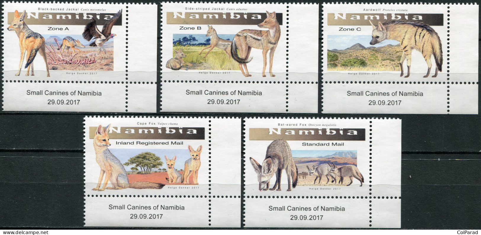 NAMIBIA - 2017 - SET MNH ** - Small Canines Of Namibia. Bottom-right Corner - Namibie (1990- ...)