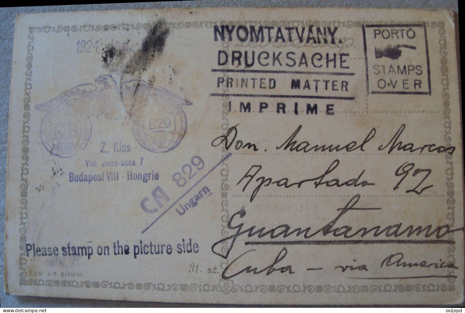 Ungarn, Postkarte, 3 Marken Vorne, Gelaufen Nach Guantanamo - Postal Stationery