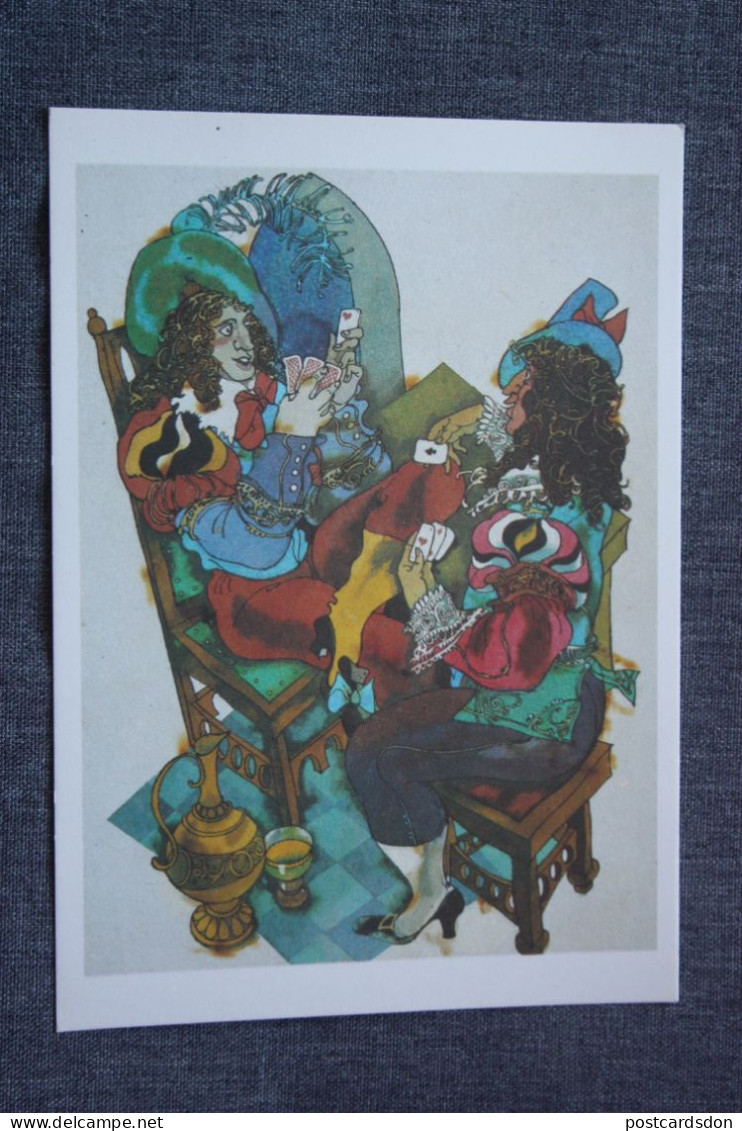 OLD USSR Postcard   - French Fairy Tale "Golden Head" By Kim 1980s  - PLAYING CARDS - Playing Cards