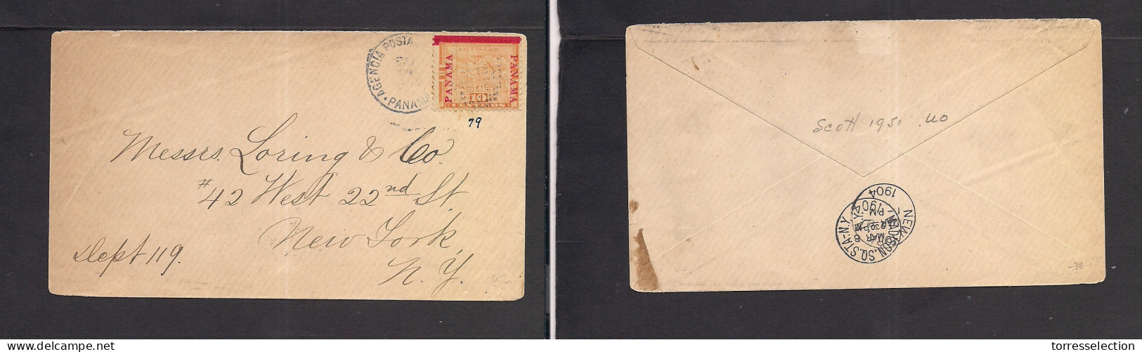 PANAMA. 1904. APN - USA, NYC. Fkd Red Ovptd Issue Envelope. - Panamá
