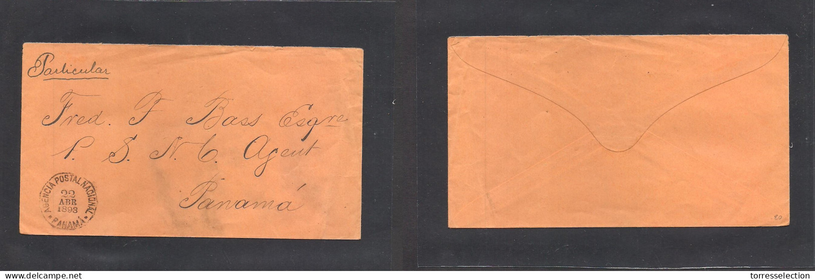 PANAMA. 1893 (22 April) APN Panama. Local Usage Free Mail To Fred Bass /PSNC Agent Cds. XF. - Panamá