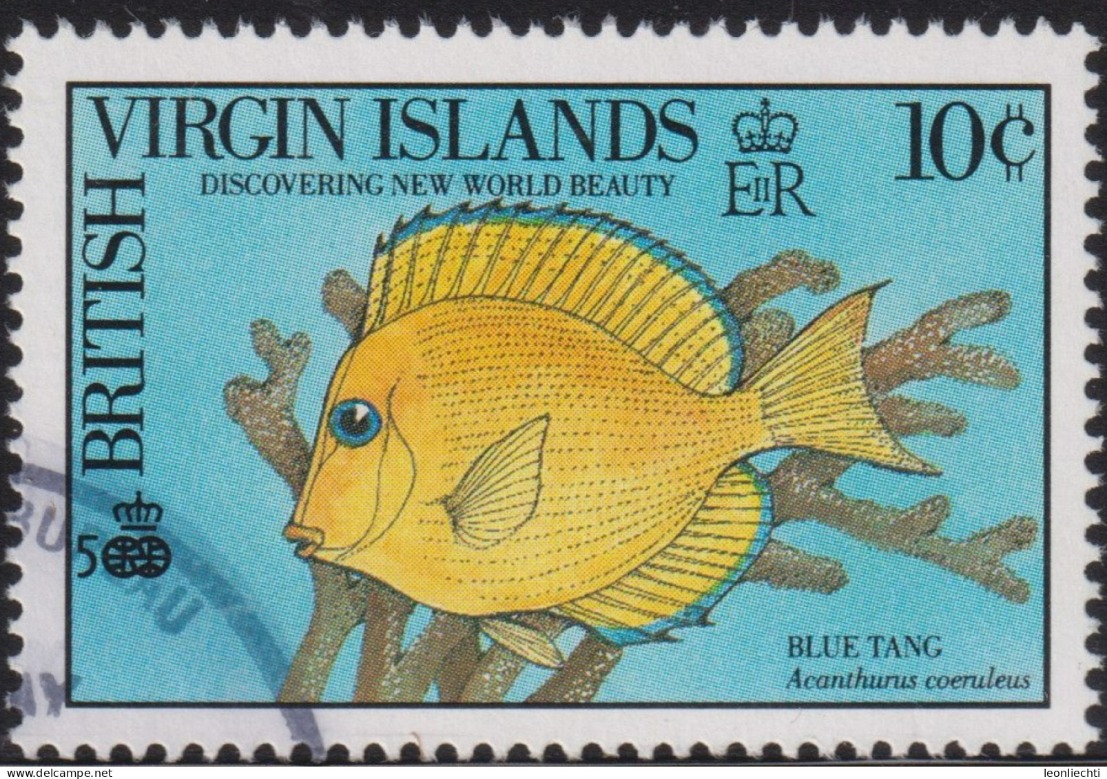 1990 British Virgin Islands ° Mi:VG 687, Sn:VG 668, Yt:VG 646, Sg:VG 741, Fisch, Blue Tang (Acanthurus Coeruleus) - British Virgin Islands