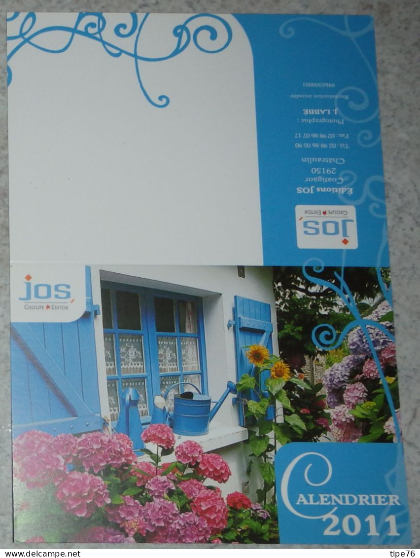 Petit Calendrier Poche 2010 éditions JOS Bretagne Châteaulin Finistère Maison Volets Bleus Arrosoir Hortensias Tournesol - Klein Formaat: 2001-...