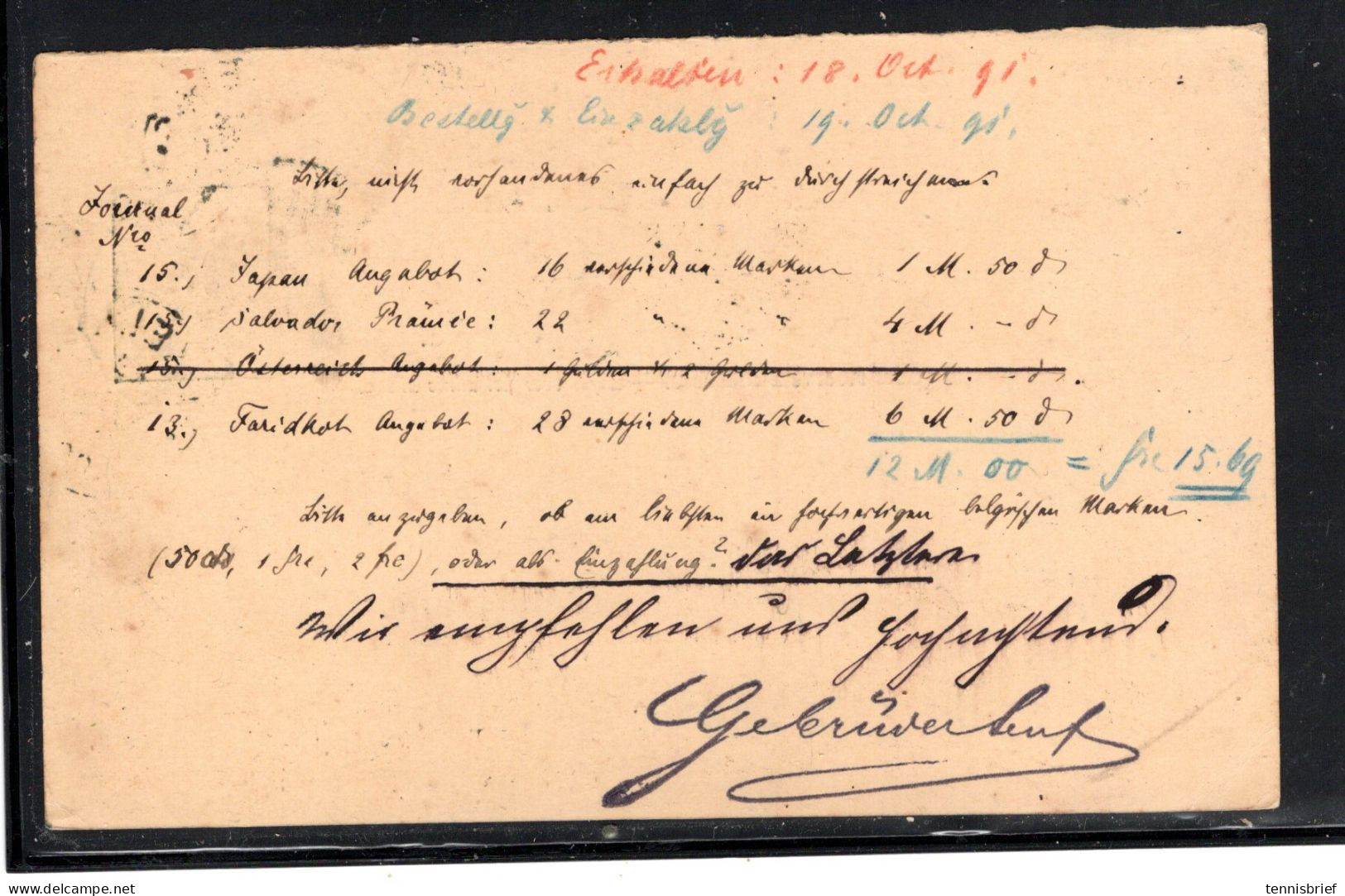 1891 ,5 C.sur Entier 5 C ,cachet Allemand " LEIPZIG " Tres Claire,carte Postal Reponse Retur A Bruxelles ,rare  #1578 - 1869-1888 Lying Lion