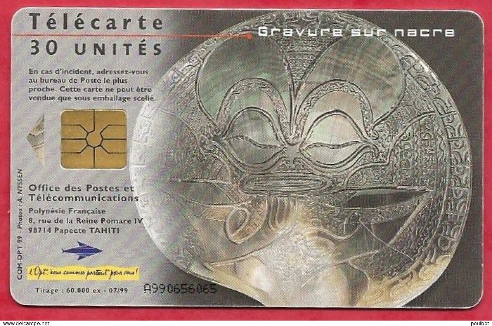 Télécarte Polynésie  PF 86 Graveur De Nacre  07 99 - Polynésie Française