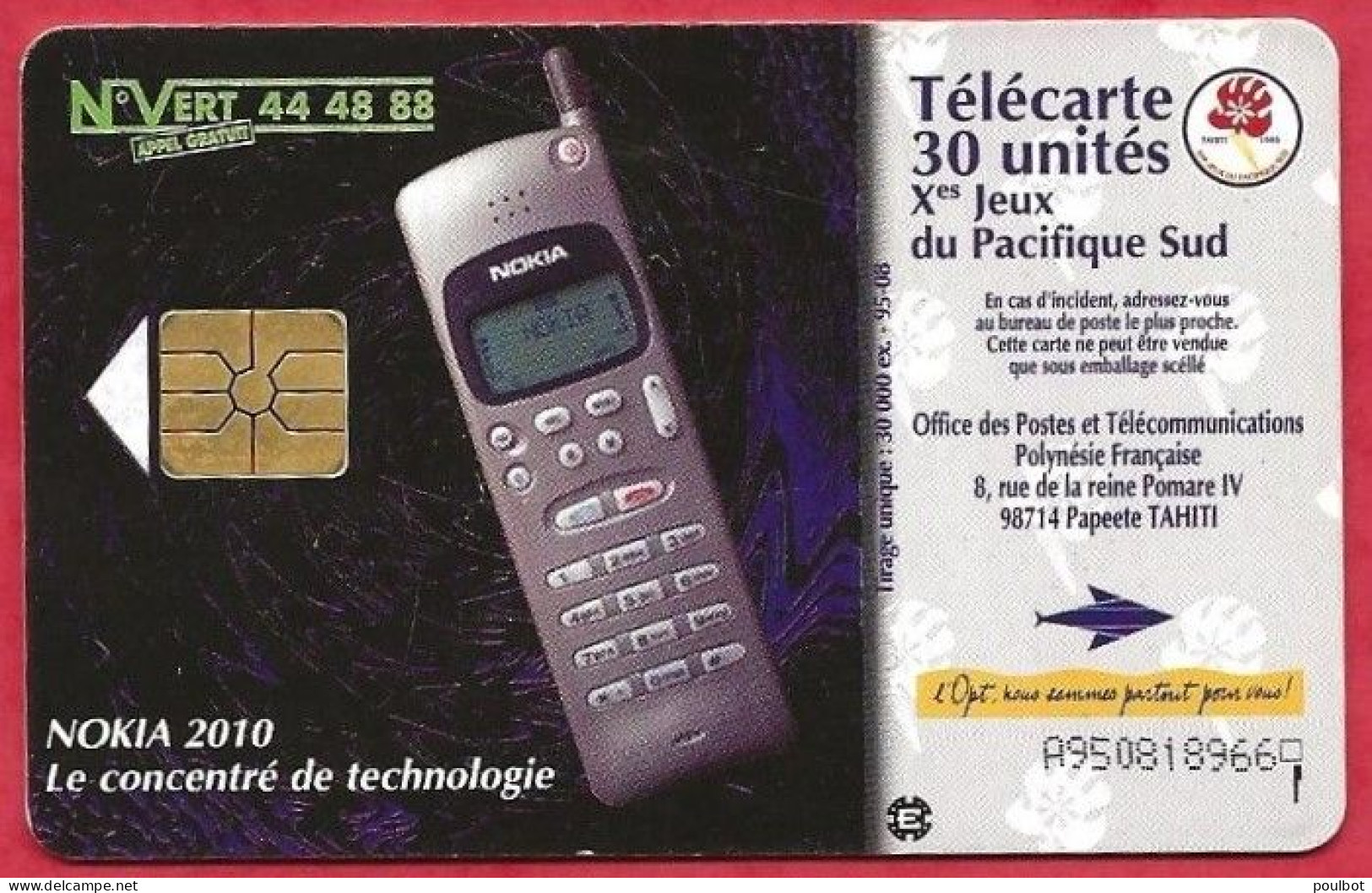 Télécarte Polynésie  PF 35 Jeux Pacifique  Tortue   08 95 - Polynésie Française