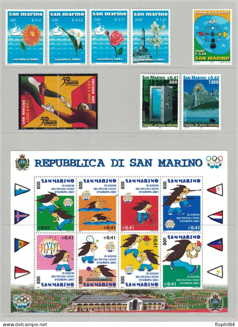 SAN-MARIN - ANNEE 2001 EN POCHETTE DE LA POSTE DE SAN-MARIN - NEUF AVEC 4 BLOCS . - Nuovi