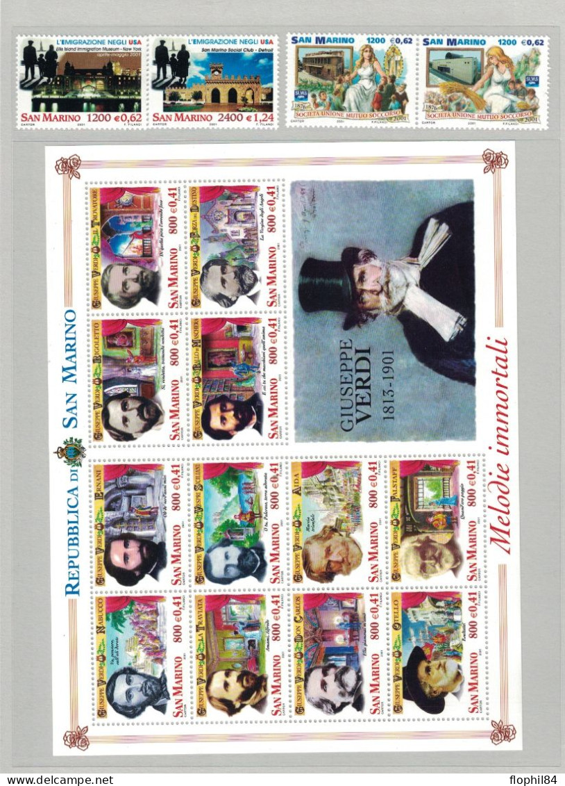 SAN-MARIN - ANNEE 2001 EN POCHETTE DE LA POSTE DE SAN-MARIN - NEUF AVEC 4 BLOCS . - Unused Stamps