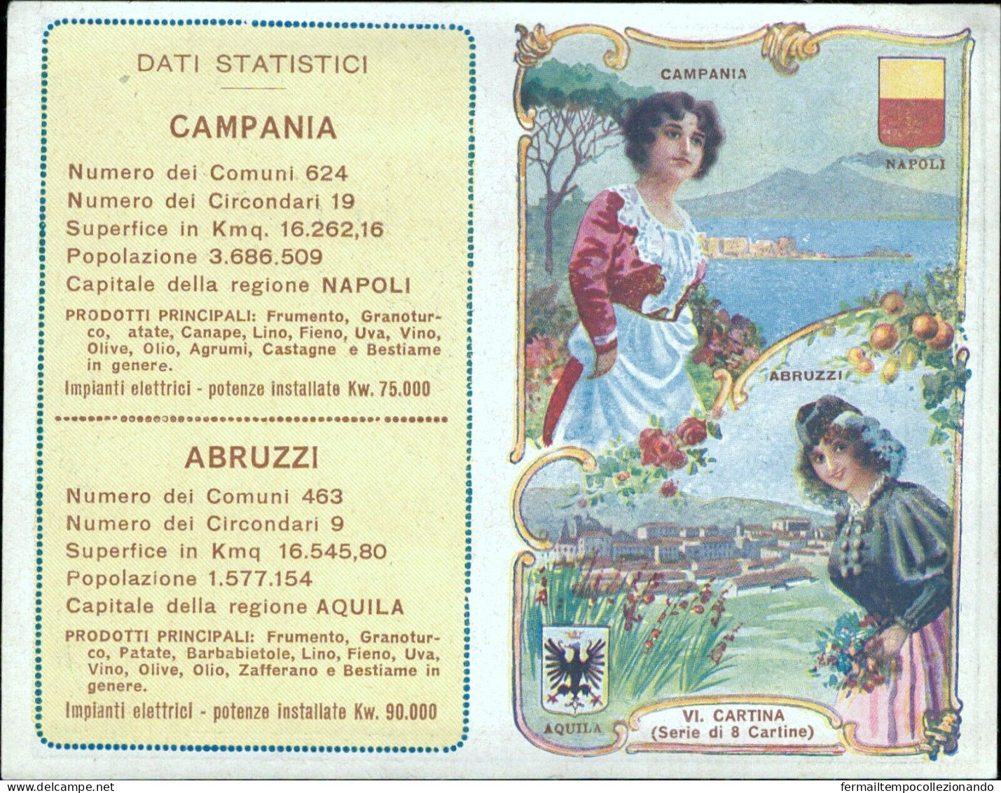 Bs90  Cartina Pubblicitaria L'acqua Chinina Migone Campania Abruzzi - Sonstige & Ohne Zuordnung