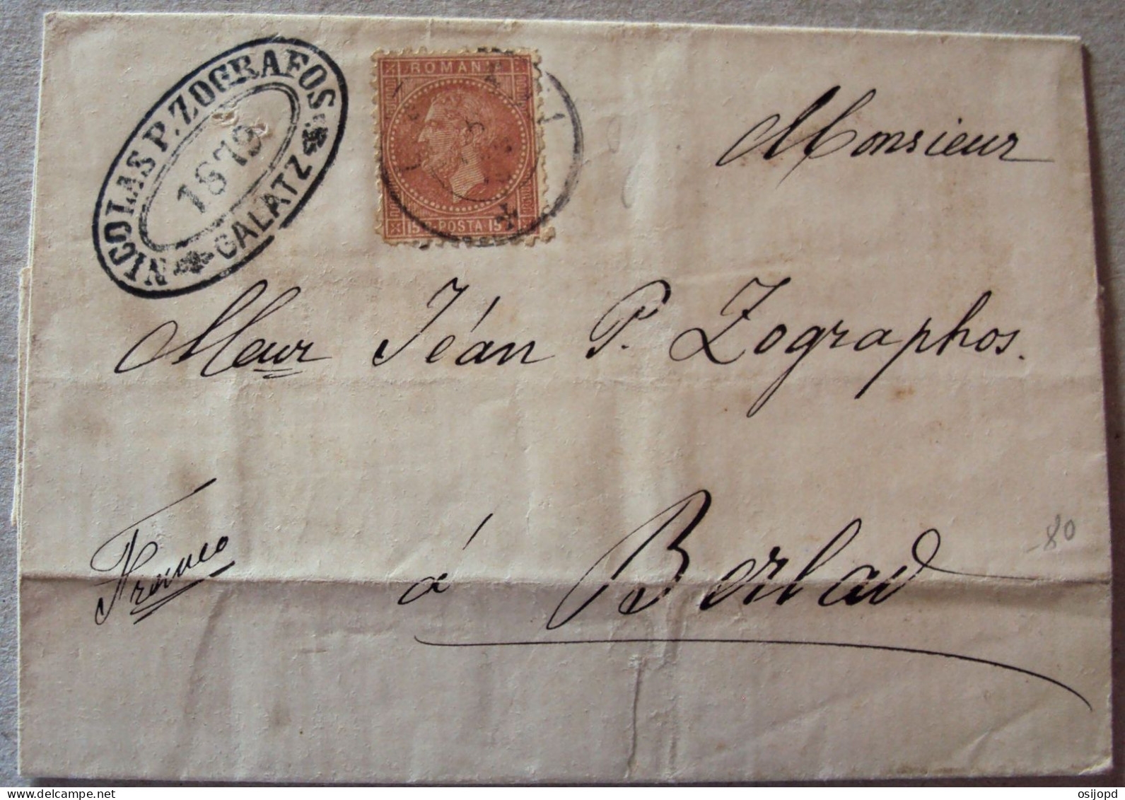 Rumänien, 1879, Brief, Nach Berlad, Zografos - 1858-1880 Moldavia & Principality