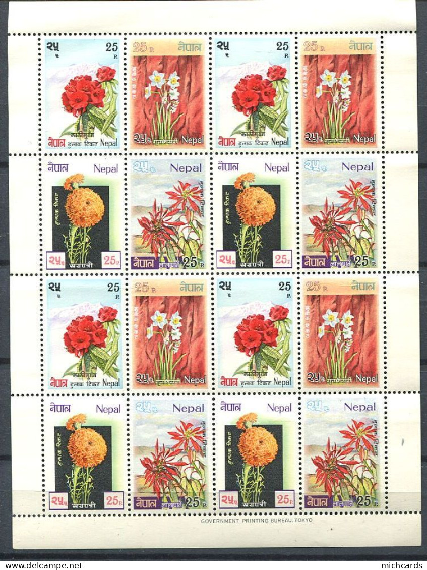 274 - NEPAL 1969 - Yvert 211/14 - Fleur - Neuf ** (MNH) Sans Trace De Charniere - Népal