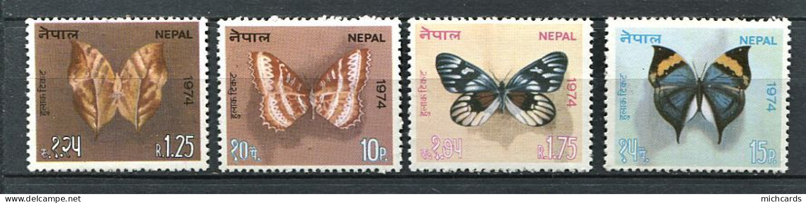 274 - NEPAL 1974 - Yvert 277/80 - Papillon - Neuf ** (MNH) Sans Trace De Charniere - Népal