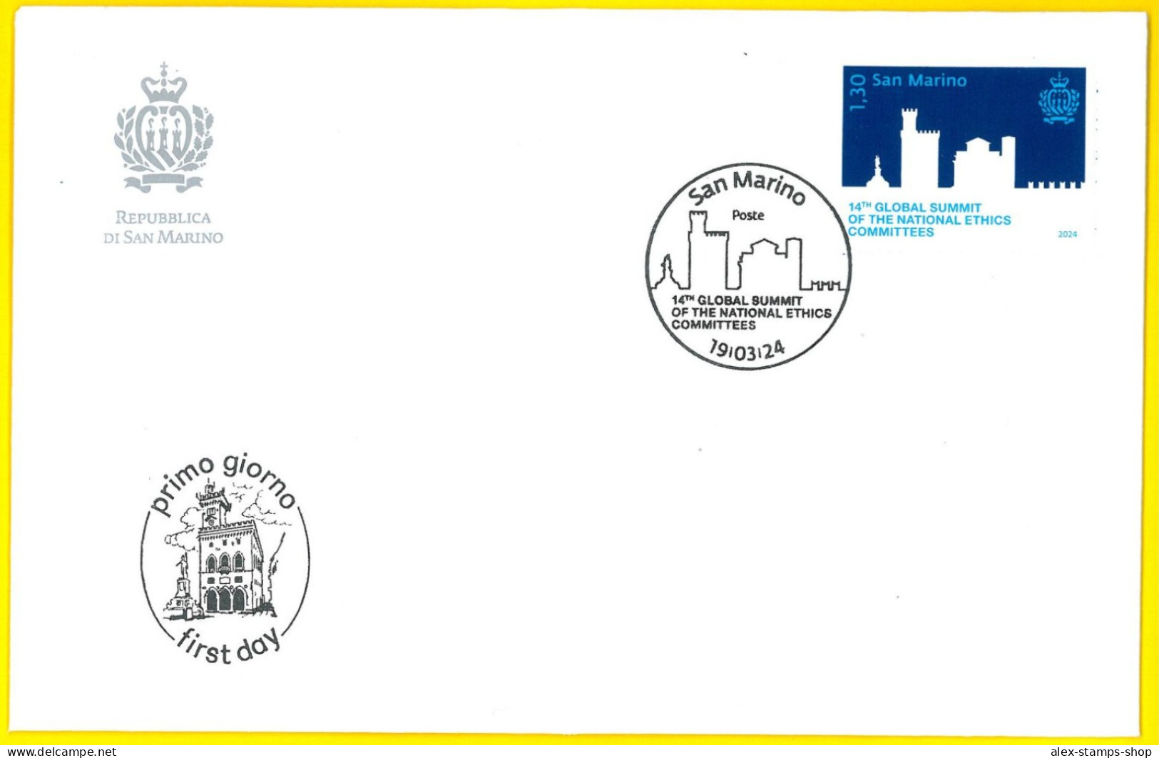 SAN MARINO 2024 FDC 14° Global Summit Dei Comitati Nazionali Di Etica E Bioetica Del Mondo - FDC - First Day Cover - FDC