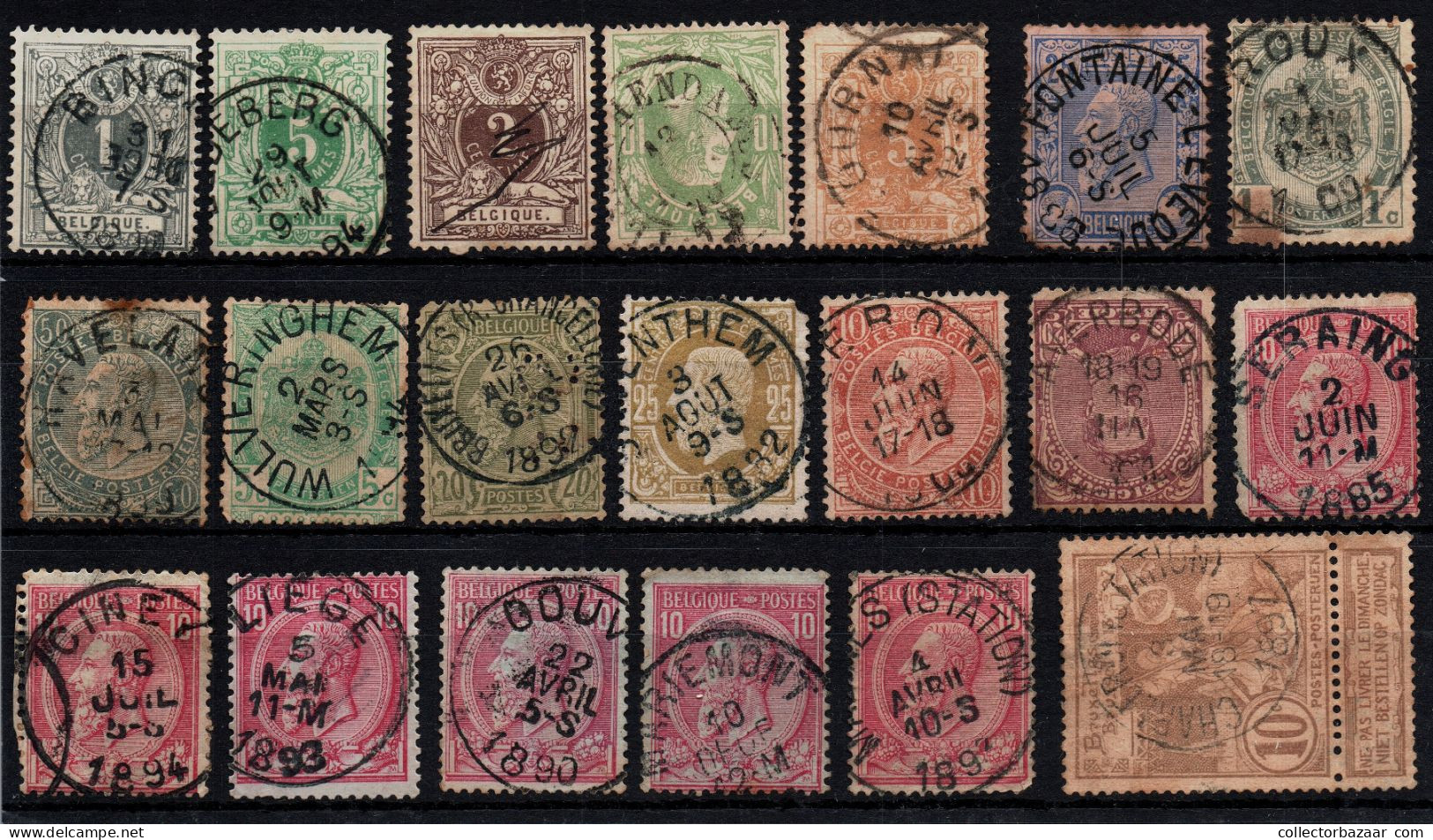 Belgium Belgique used key stamps postmarks varieties SOTN Catalogue value +$1200