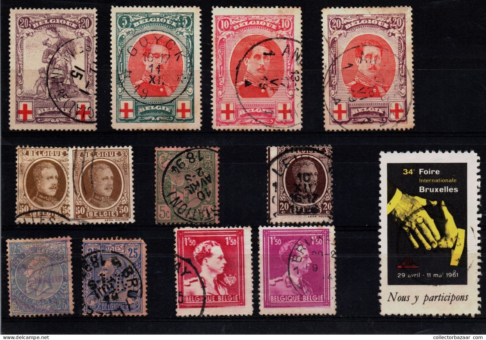 Belgium Belgique used key stamps postmarks varieties SOTN Catalogue value +$1200