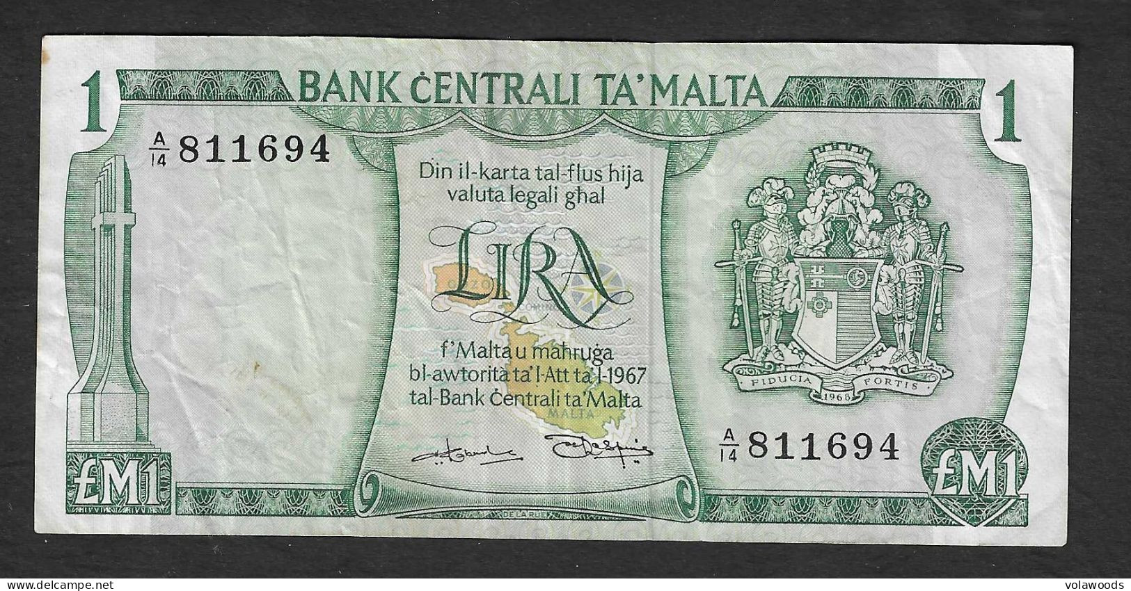 Malta - Banconota Circolata Da 1 Lira P-31b - 1973 #19 - Malte