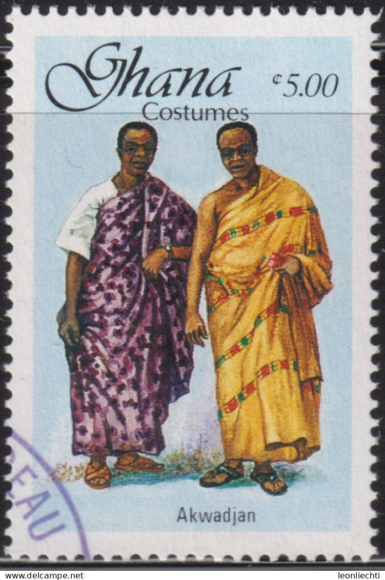 1988 Ghana° Mi:GH 1190, Sn:GH 1055, Yt:GH 952, Sg:GH 1242, Akwadjan, Traditionelle Gewänder - Ghana (1957-...)