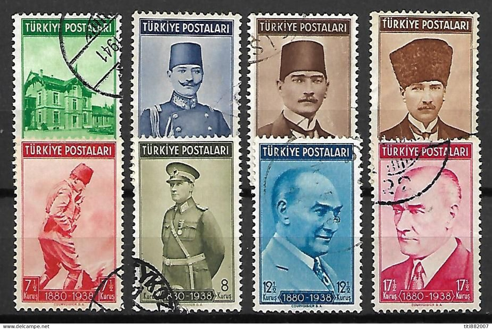 TURQUIE    -   1939 .   Y&T N° 922à 929 Oblitérés. - Oblitérés