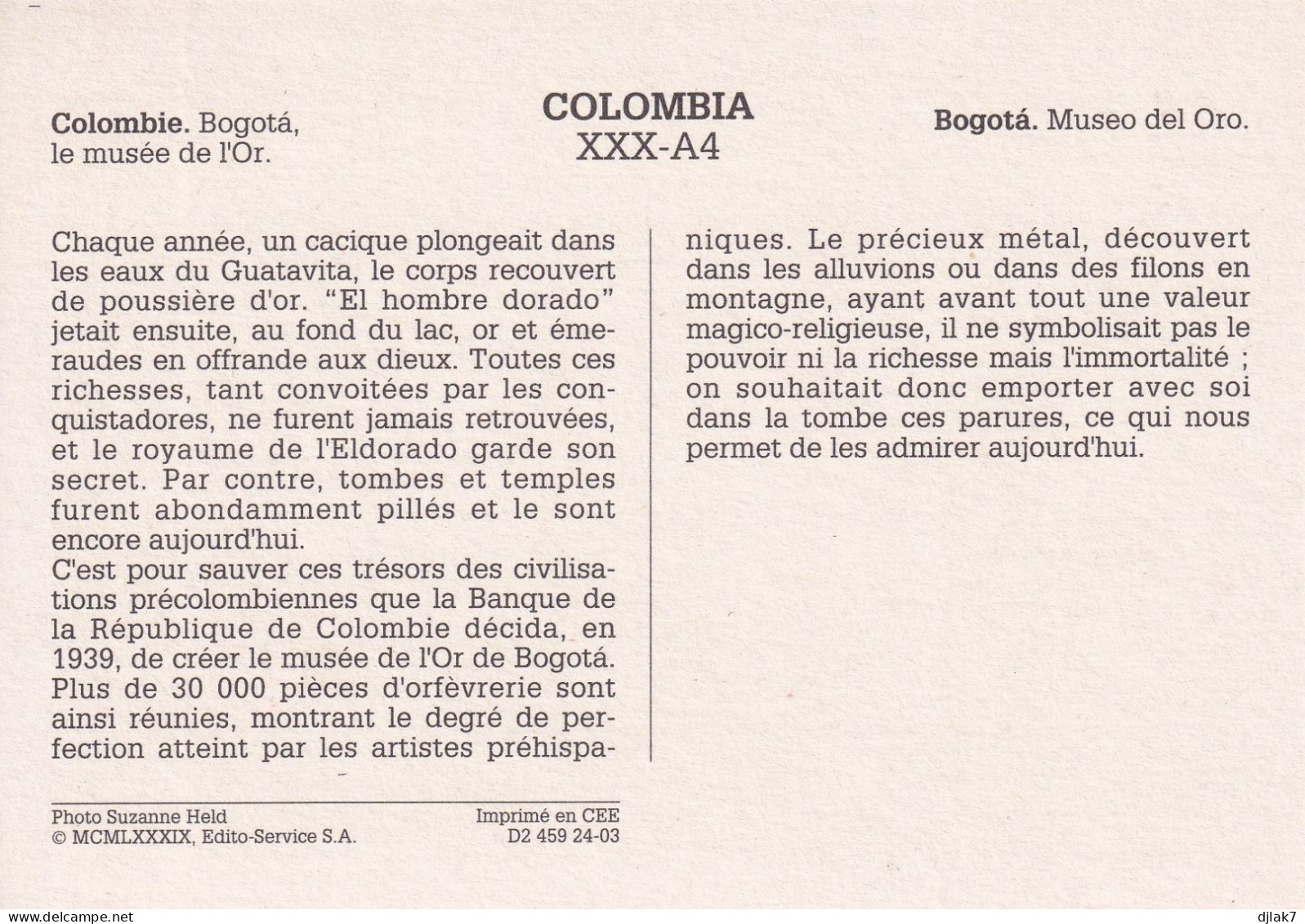 Colombie Bogota Le Musée De L'Or - Kolumbien