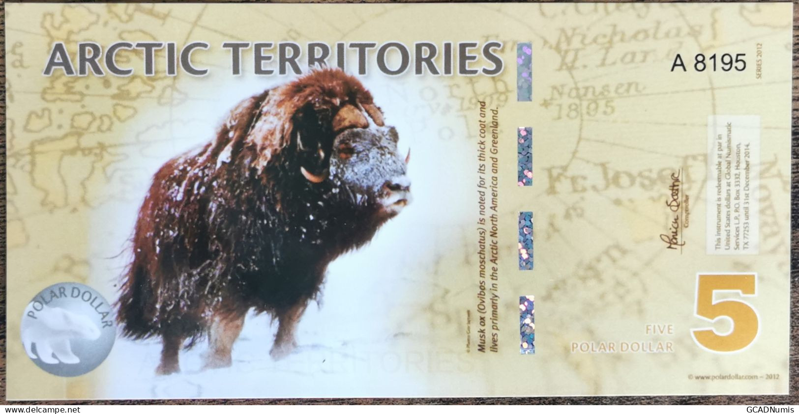 Billet 5 Polar Dollars - BOEUF MUSQUE - 2012 - Arctic Territories - Arctique - Altri – America